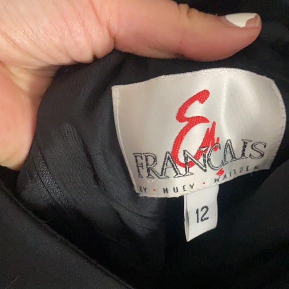En Francais by Huey Waltzer Formal Black Satin Dress  Size 12 - Picture 5 of 7